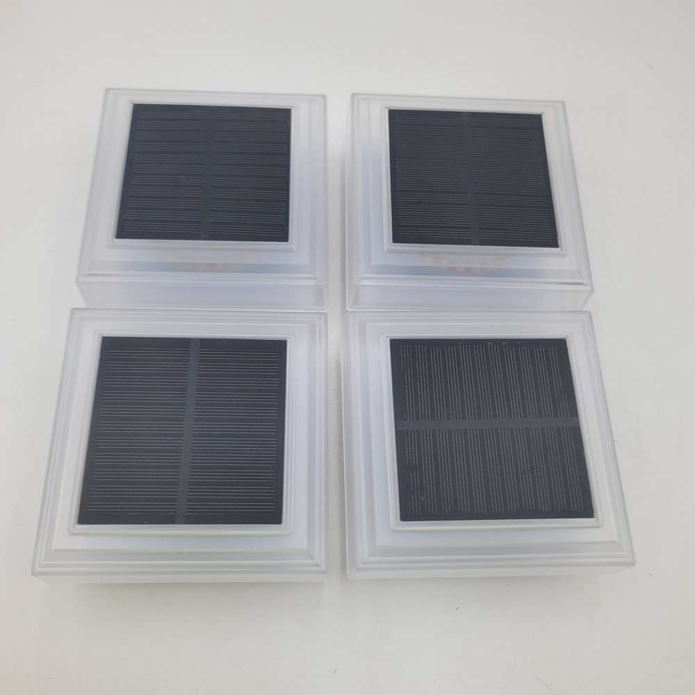 4pc Solar LED Post Cap Lights Outdoor Fence Deck Garden Square Brown Set